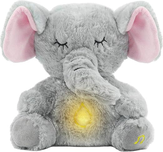 Breathing Stuffed Animal, Soothe Snuggle Elephant Plush, Sleeping Plush for Kids Toy Birthday Gift with Sensory Details Musical Lights and Rhythmic Breathing Sleep Companion