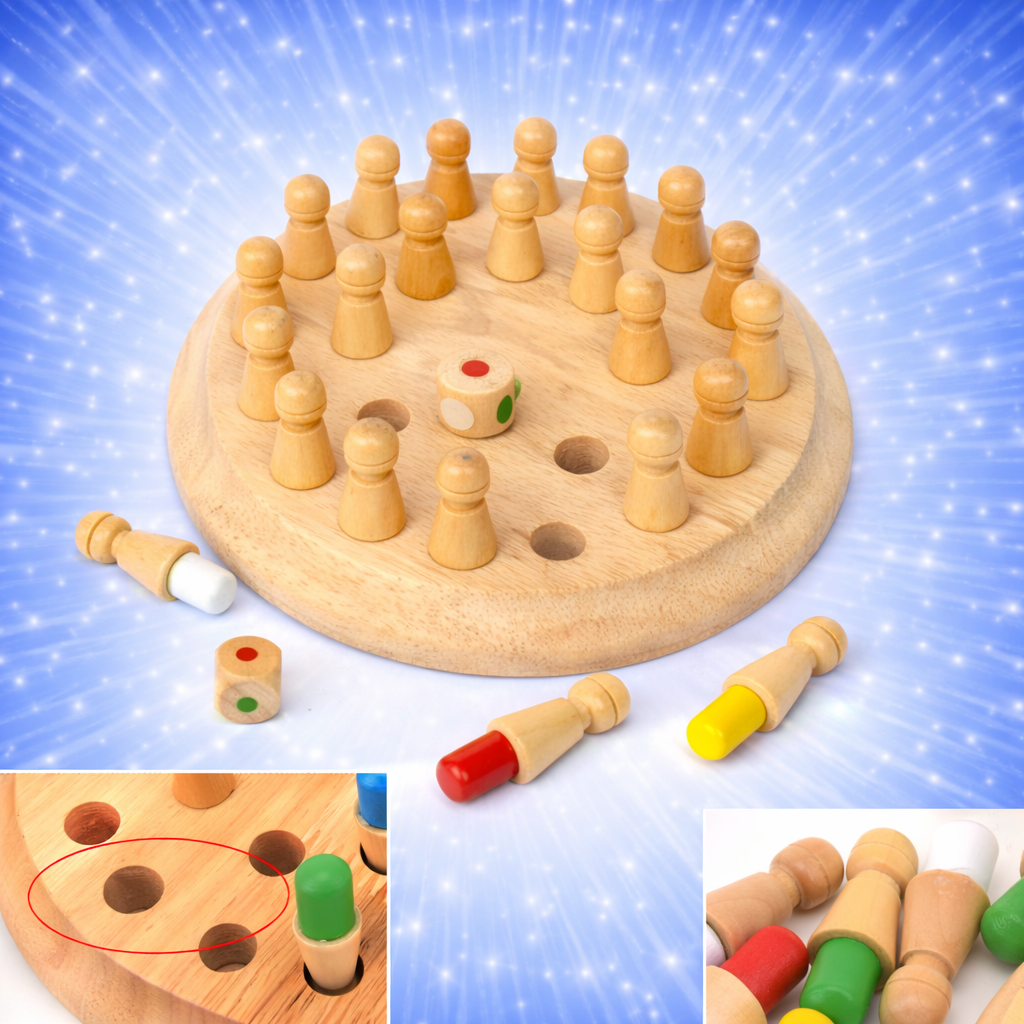 Wooden Memory Match Stick Chess Game Set. Intelligent Logical Brain Teaser Game, Parent-Child Interaction Toy for Boys and Girls Age 3+