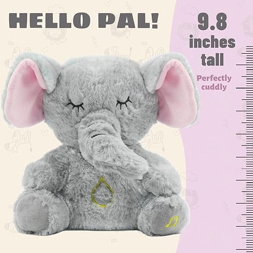 Breathing Stuffed Animal, Soothe Snuggle Elephant Plush, Sleeping Plush for Kids Toy Birthday Gift with Sensory Details Musical Lights and Rhythmic Breathing Sleep Companion
