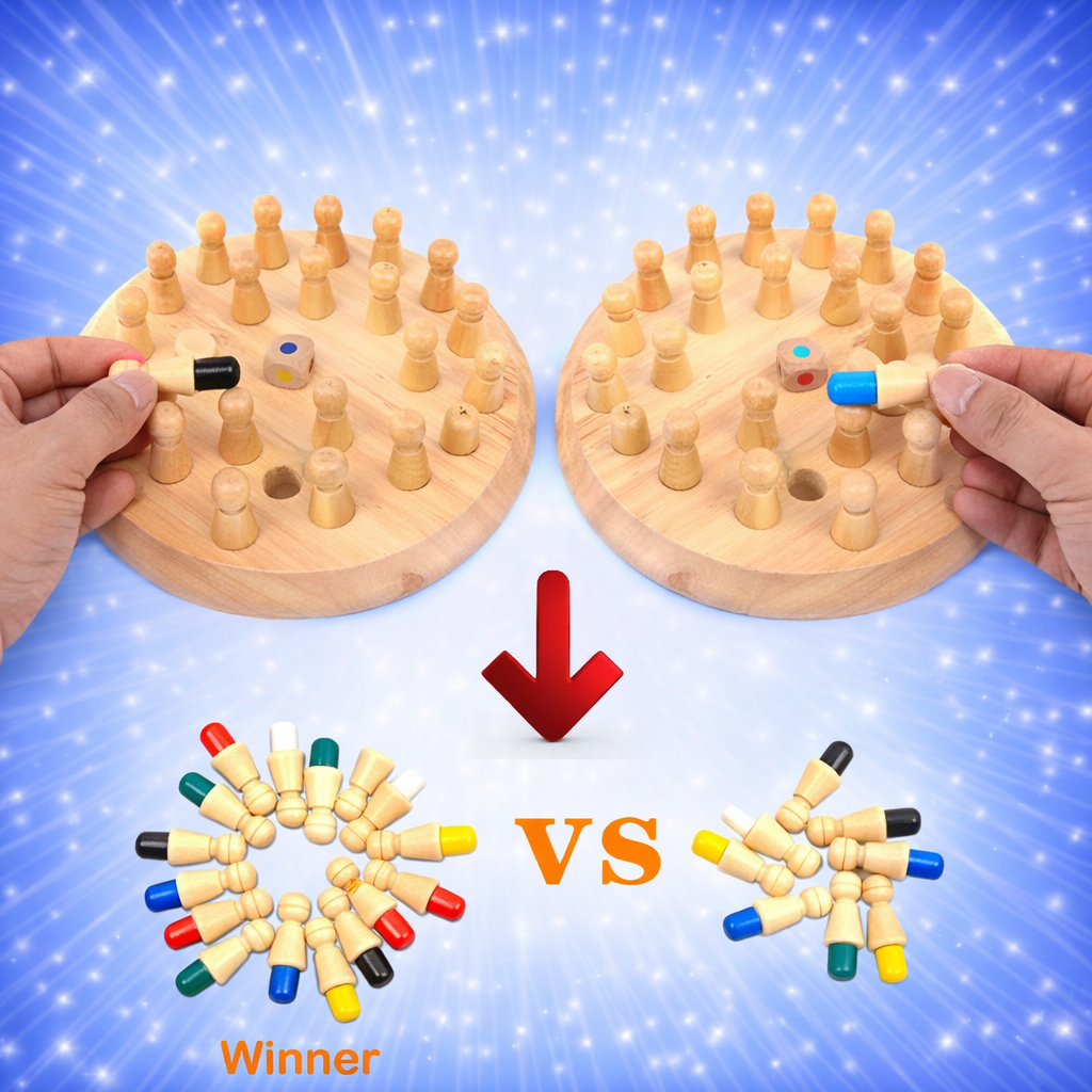 Wooden Memory Match Stick Chess Game Set. Intelligent Logical Brain Teaser Game, Parent-Child Interaction Toy for Boys and Girls Age 3+