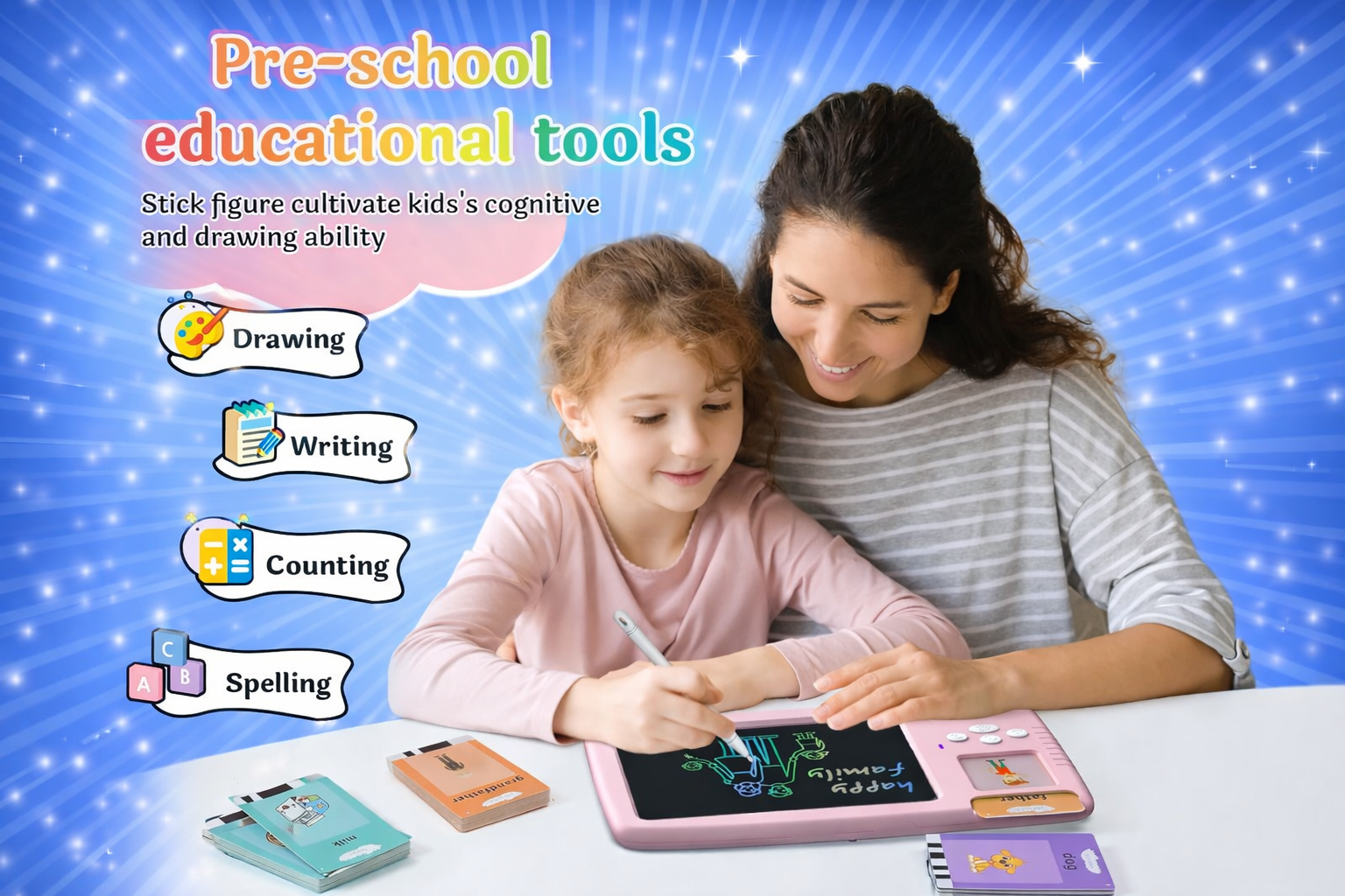 2 in 1 Talking Flash Card with Writing Tablet