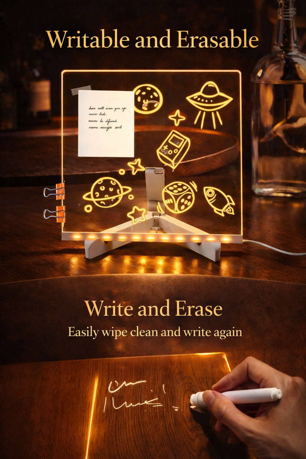 Denory Magic Writing Board with LED Light Pen