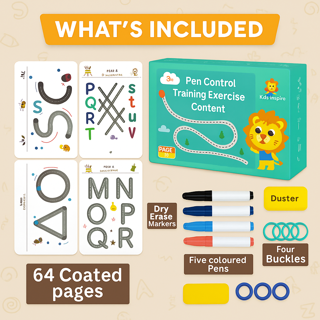 68 Pages Reusable Tracing Line book to improve HAND WRITING For kids