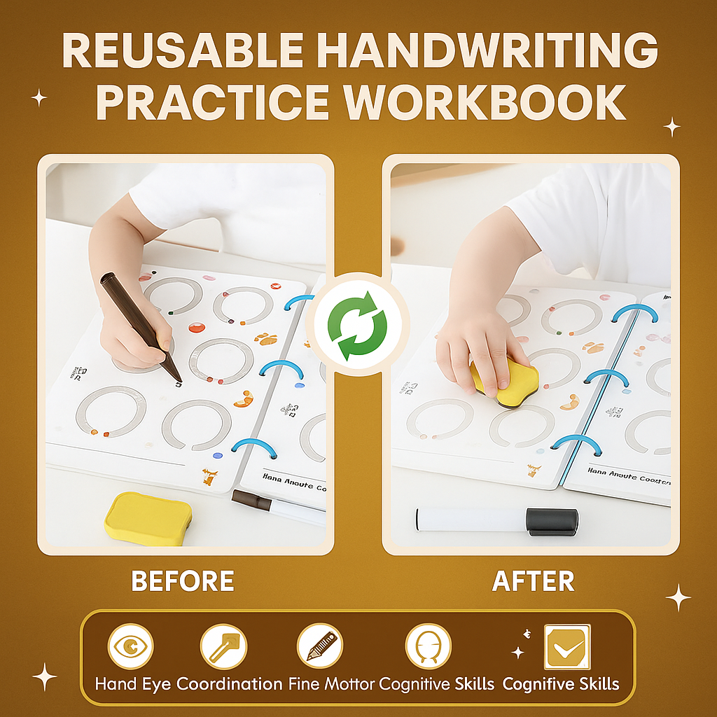 68 Pages Reusable Tracing Line book to improve HAND WRITING For kids