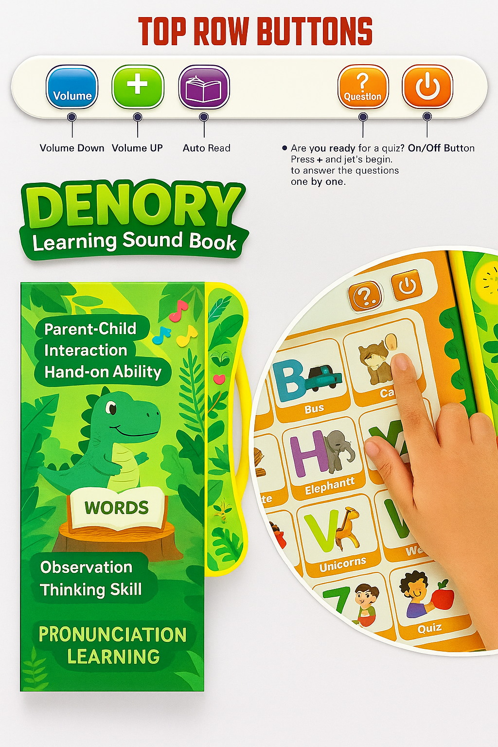 DENORY Learning Sound Book || Smart Readers Early Learning Study Book