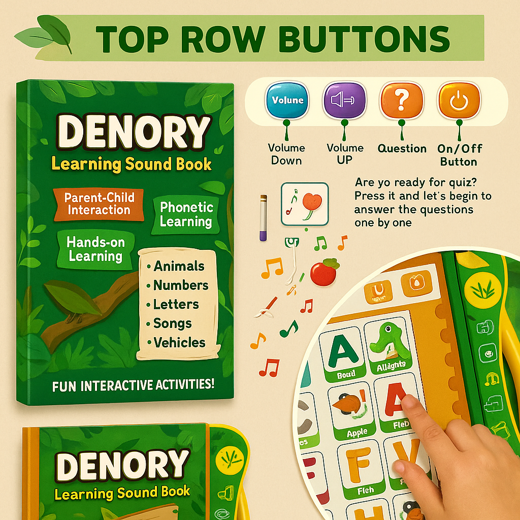 DENORY Learning Sound Book || Smart Readers Early Learning Study Book