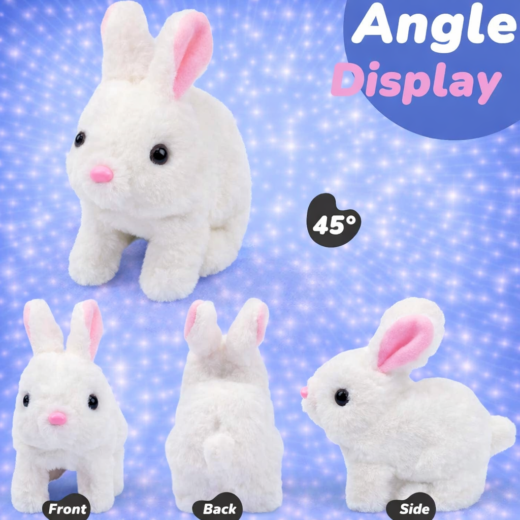 Jumping Rabbit Wiggling Ears Hopping Walking Bunny Toy with Sounds, Jumping Rabbit Wiggling Ears, Twitching Mouth and Nose, Educational Interactive Bunny Rabbit Toy for Baby Kids
