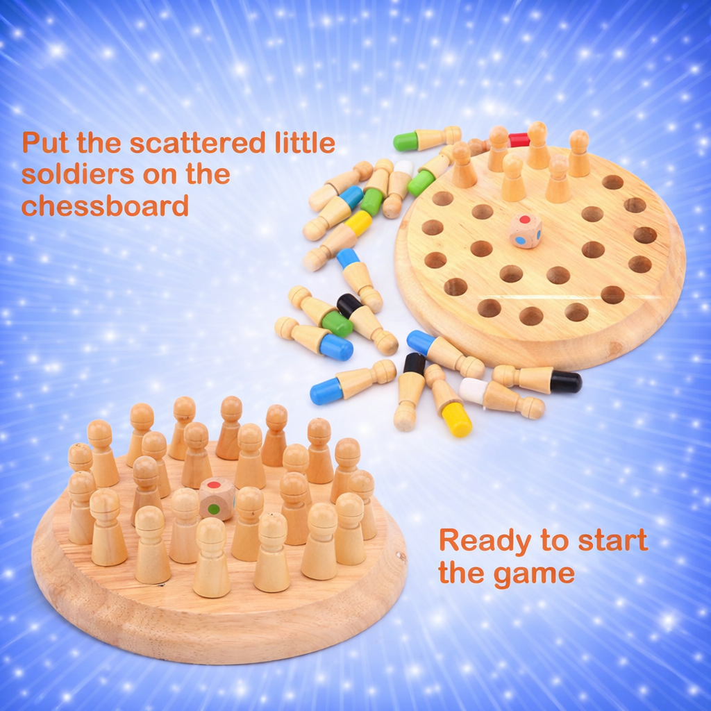 Wooden Memory Match Stick Chess Game Set. Intelligent Logical Brain Teaser Game, Parent-Child Interaction Toy for Boys and Girls Age 3+
