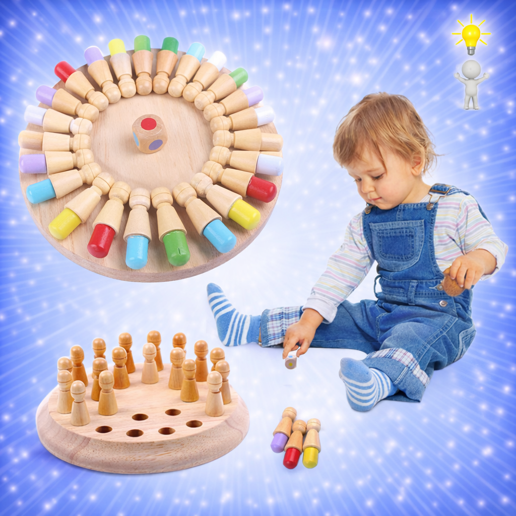 Wooden Memory Match Stick Chess Game Set. Intelligent Logical Brain Teaser Game, Parent-Child Interaction Toy for Boys and Girls Age 3+