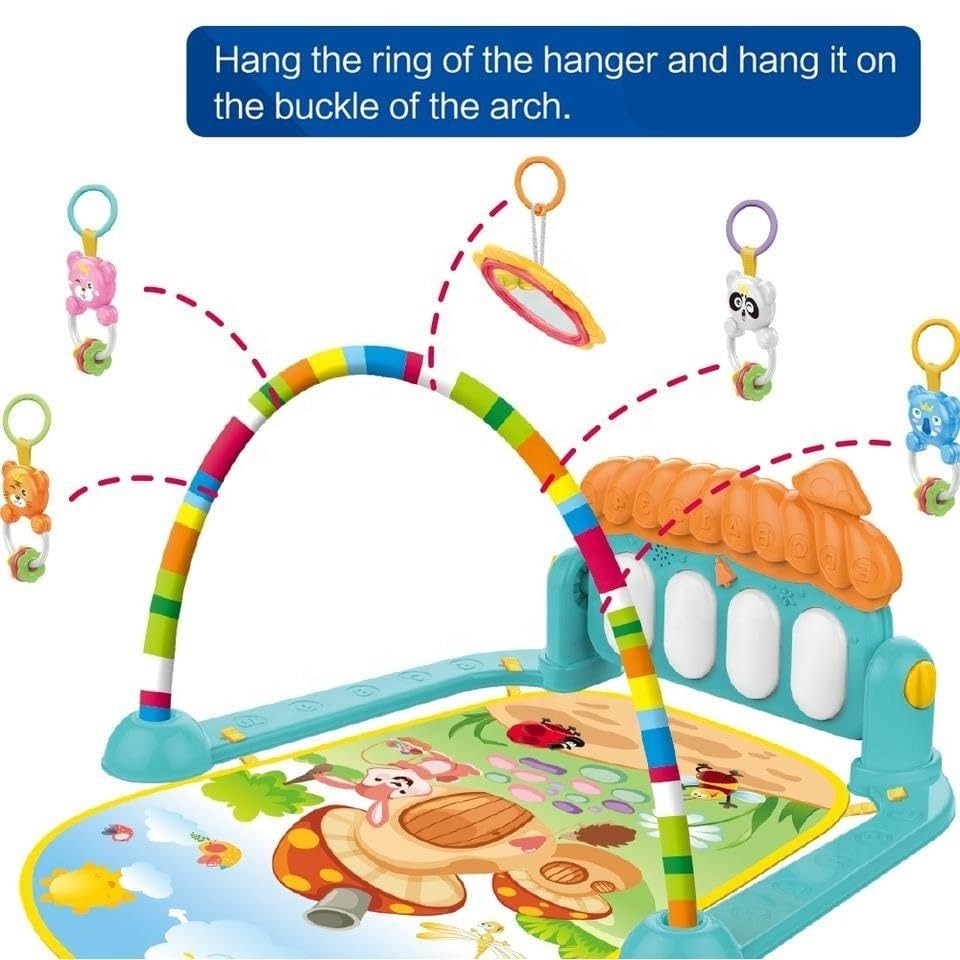 Little's Joy Baby Piano Gym – Newborn Tummy Time Activity Mat with Lights and Music