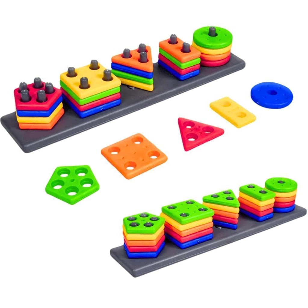 KYDZOY Montessori Shape Sorter Toy – Wooden Stacking & Matching Learning Game for Kids 1-3 Years