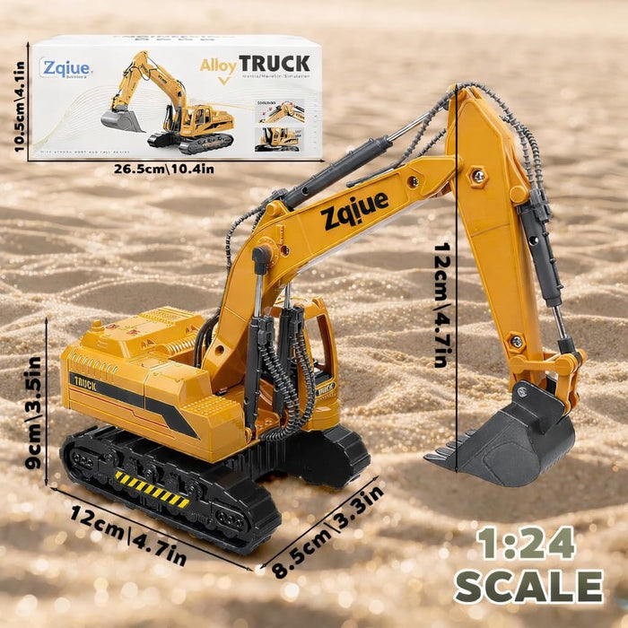 Remote Control Mini Excavator Truck | 1:64 Scale Construction Toy with Moving Drill Arm