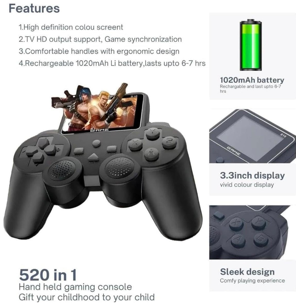 S10 Mini Game Console – 520 Classic Built-in Games with TV Connectivity