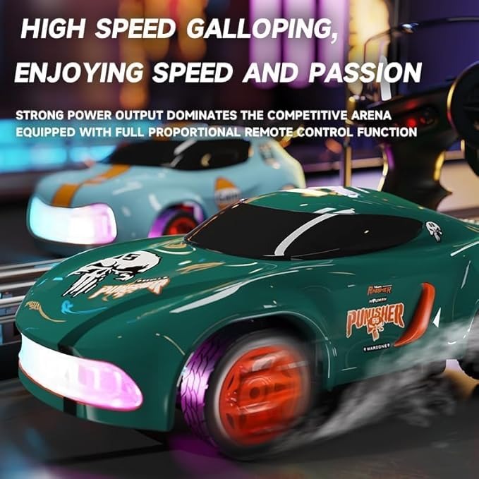 Royaldeals Mini RC Drift Car – 1:64 Scale Cartoon Racer with LED Lights & Type-C Fast Charging
