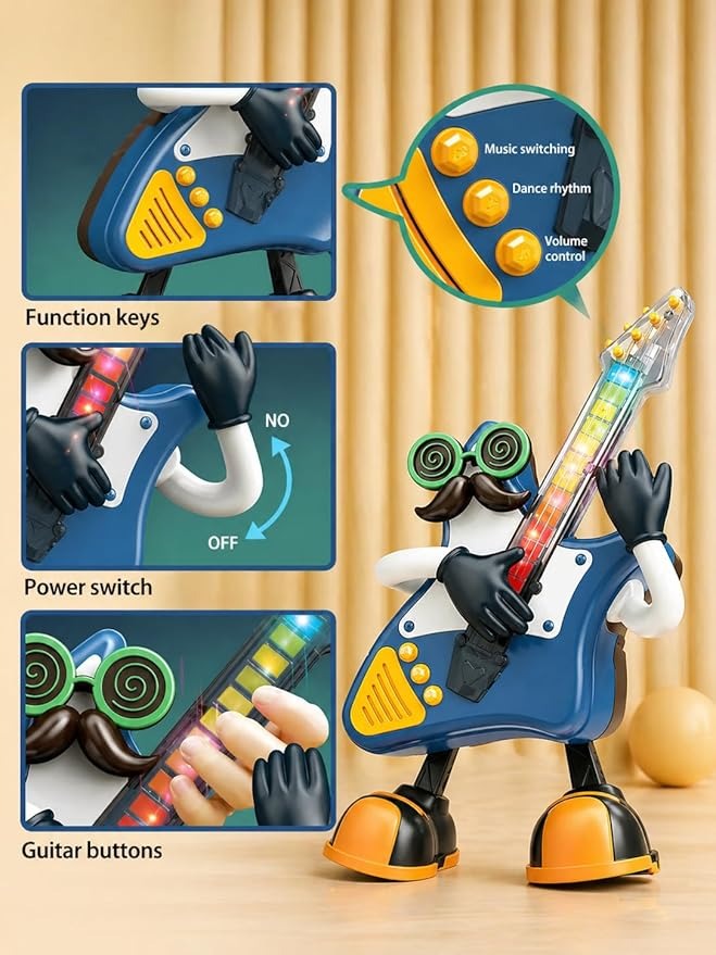 Mr. Rock Dancing Guitar Toy for Kids with Light & Music | LED Lights, Dance & Rhythm