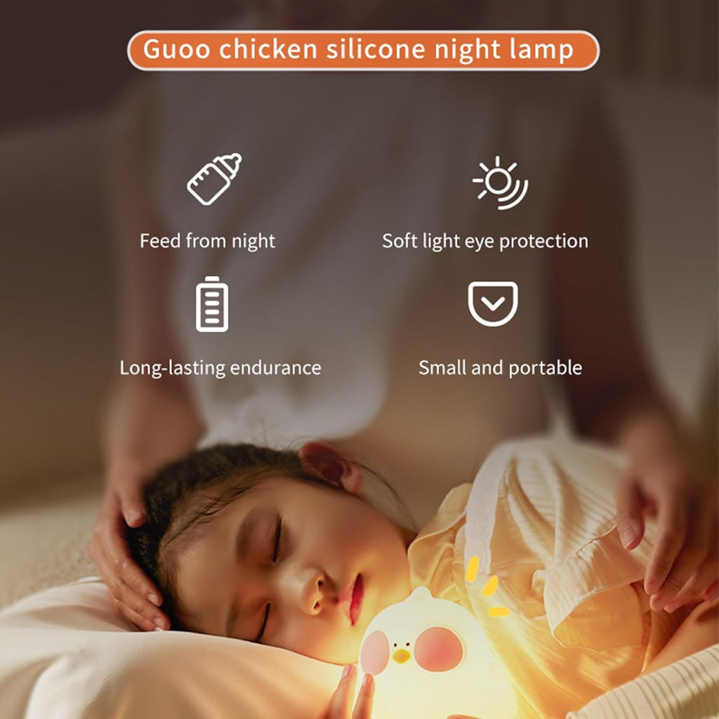 Silicone Chick Night Light for Kids – Dimmable Rechargeable LED Table Lamp with 6 Colors & Touch Control