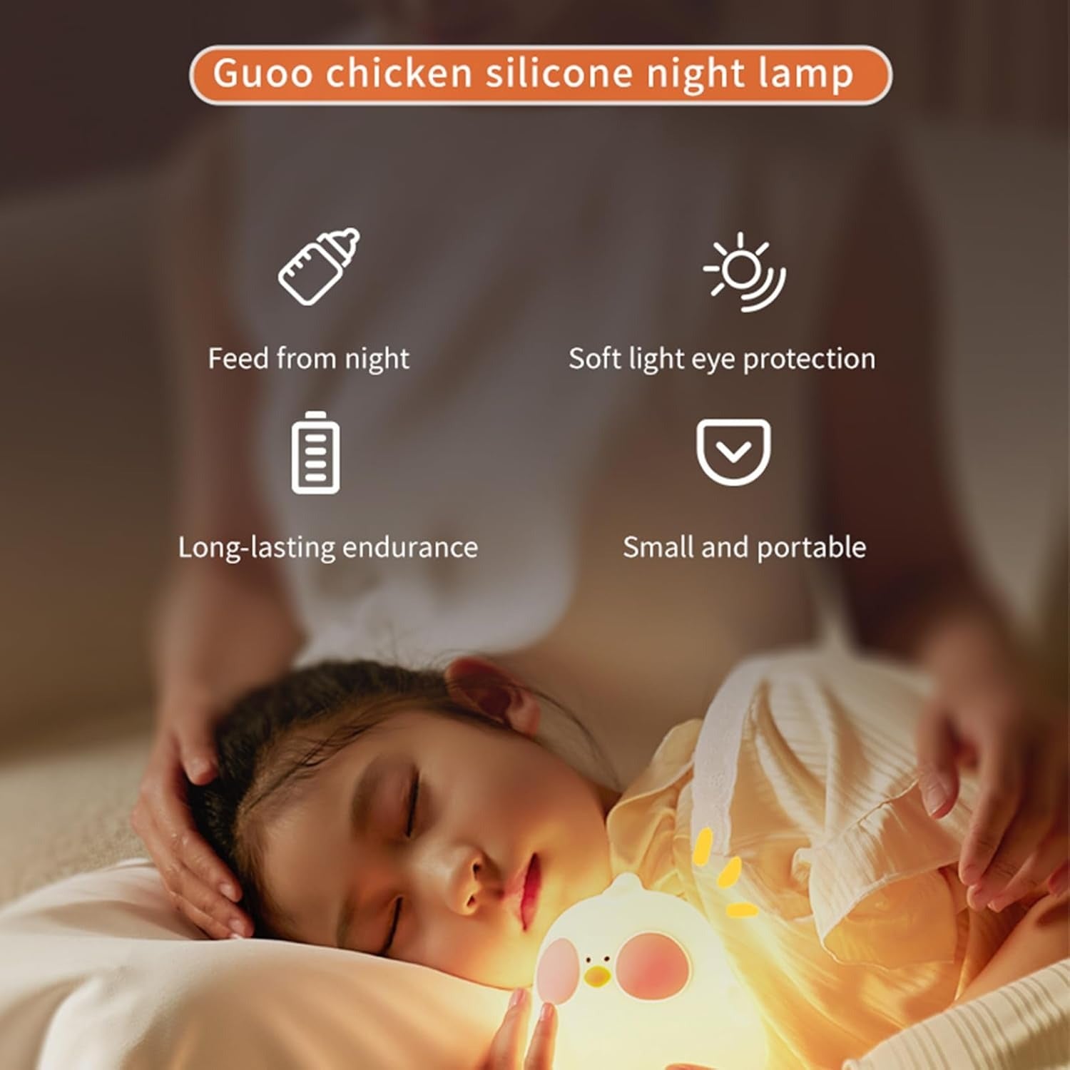 Silicone Chick Night Light for Kids – Dimmable Rechargeable LED Table Lamp with 6 Colors & Touch Control