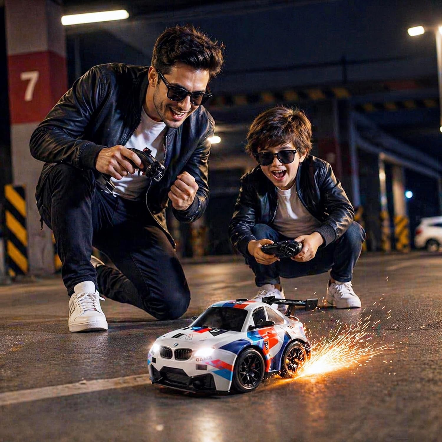 Remote Control M4 Drift Car – Rechargeable High-Speed Racing Toy with Realistic Spark Effect Feature
