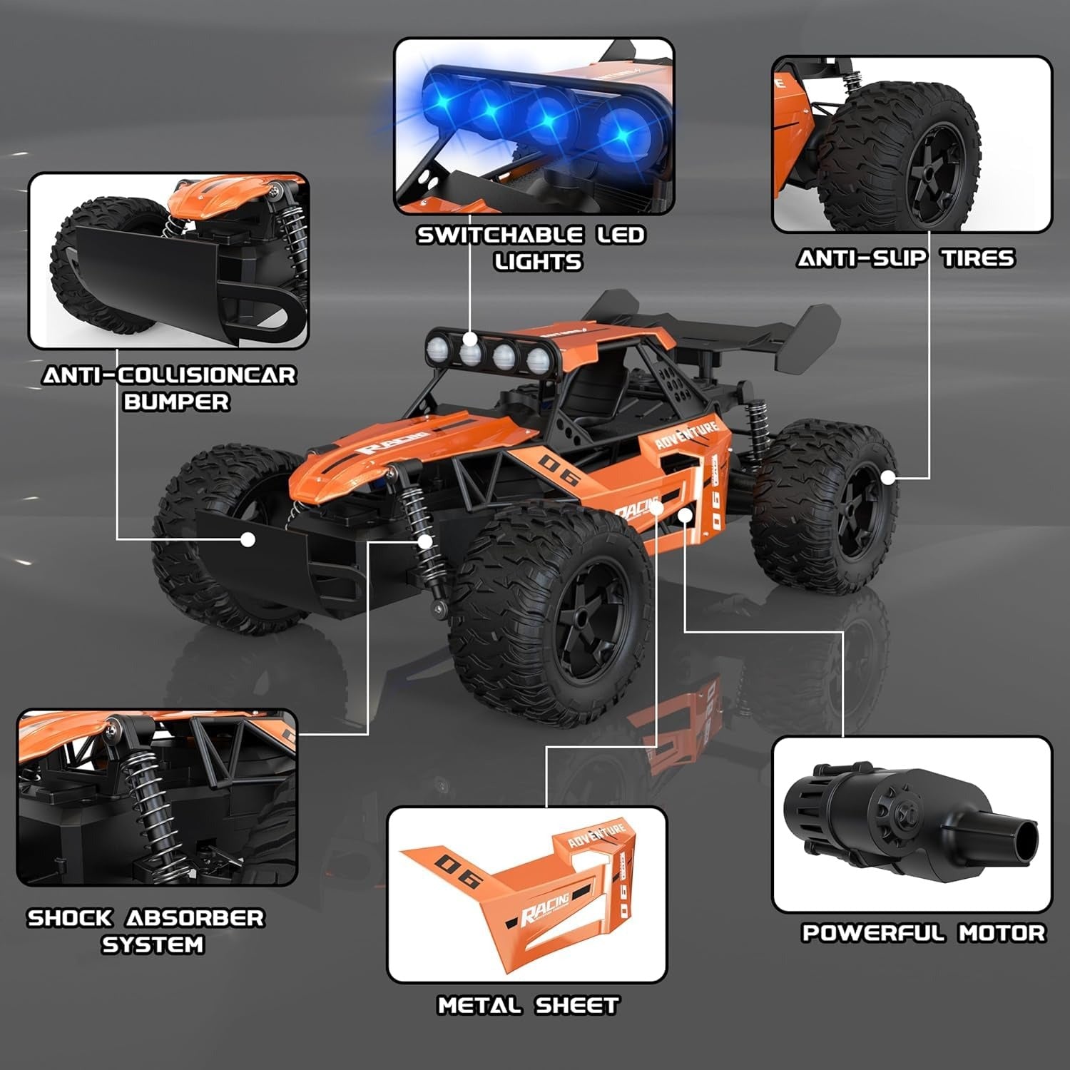 High-Speed RC Off-Road Monster Truck | 2WD Racing Vehicle for Kids with Rechargeable Battery