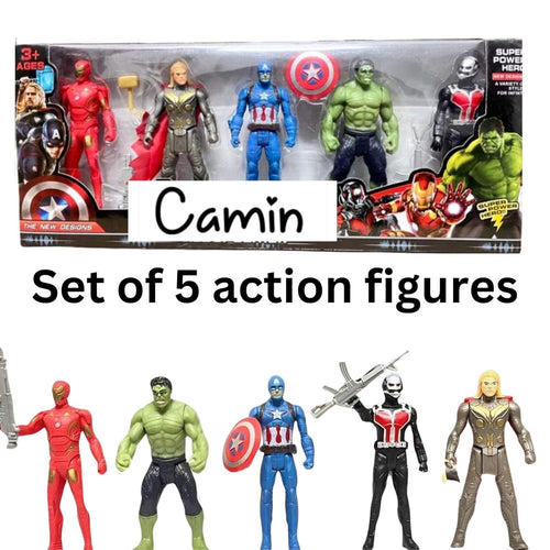 Camin Superhero Action Figure Set of 5 | Movable Joint Hero Toys for Kids, Boys & Girls