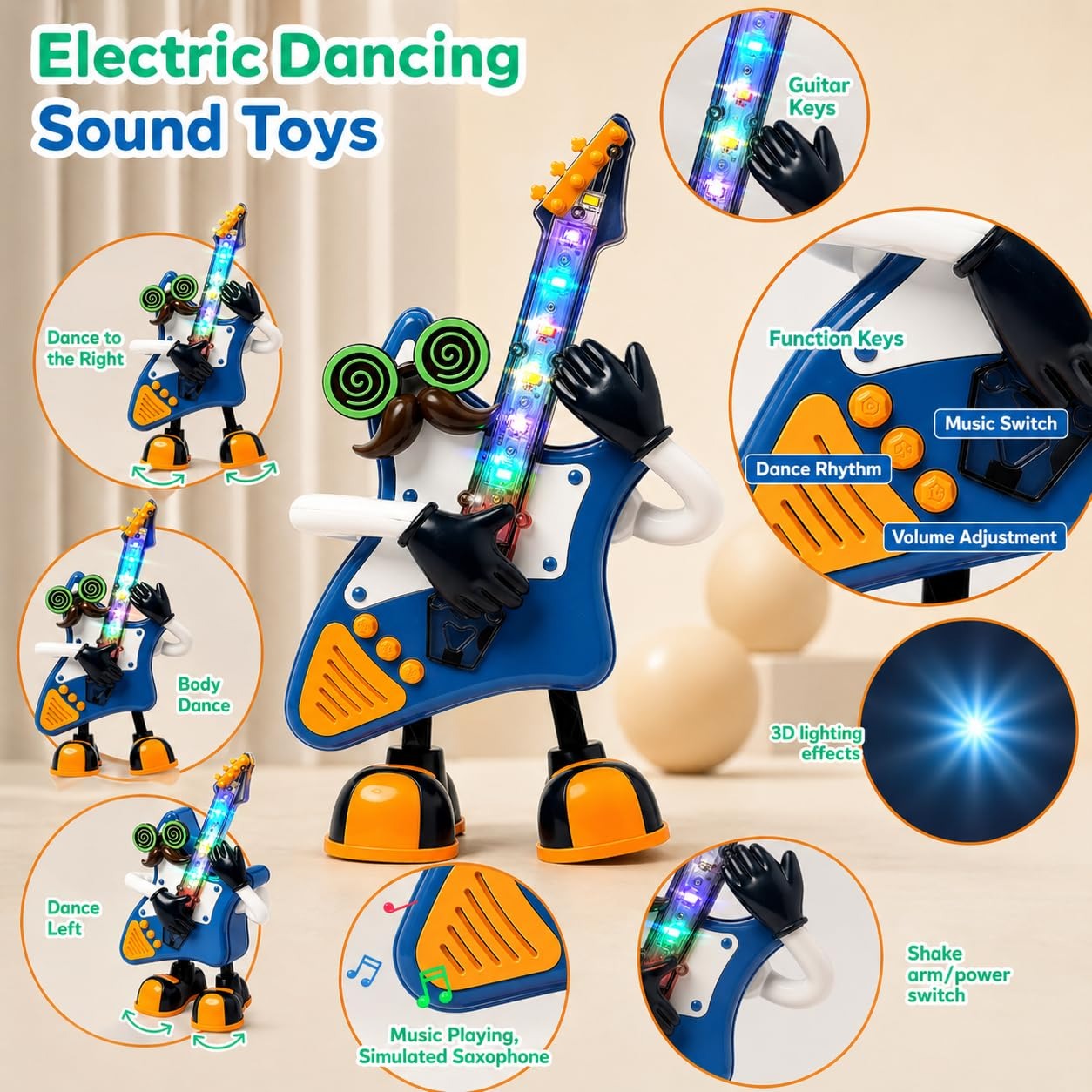 Mr. Rock Dancing Guitar Toy for Kids with Light & Music | LED Lights, Dance & Rhythm
