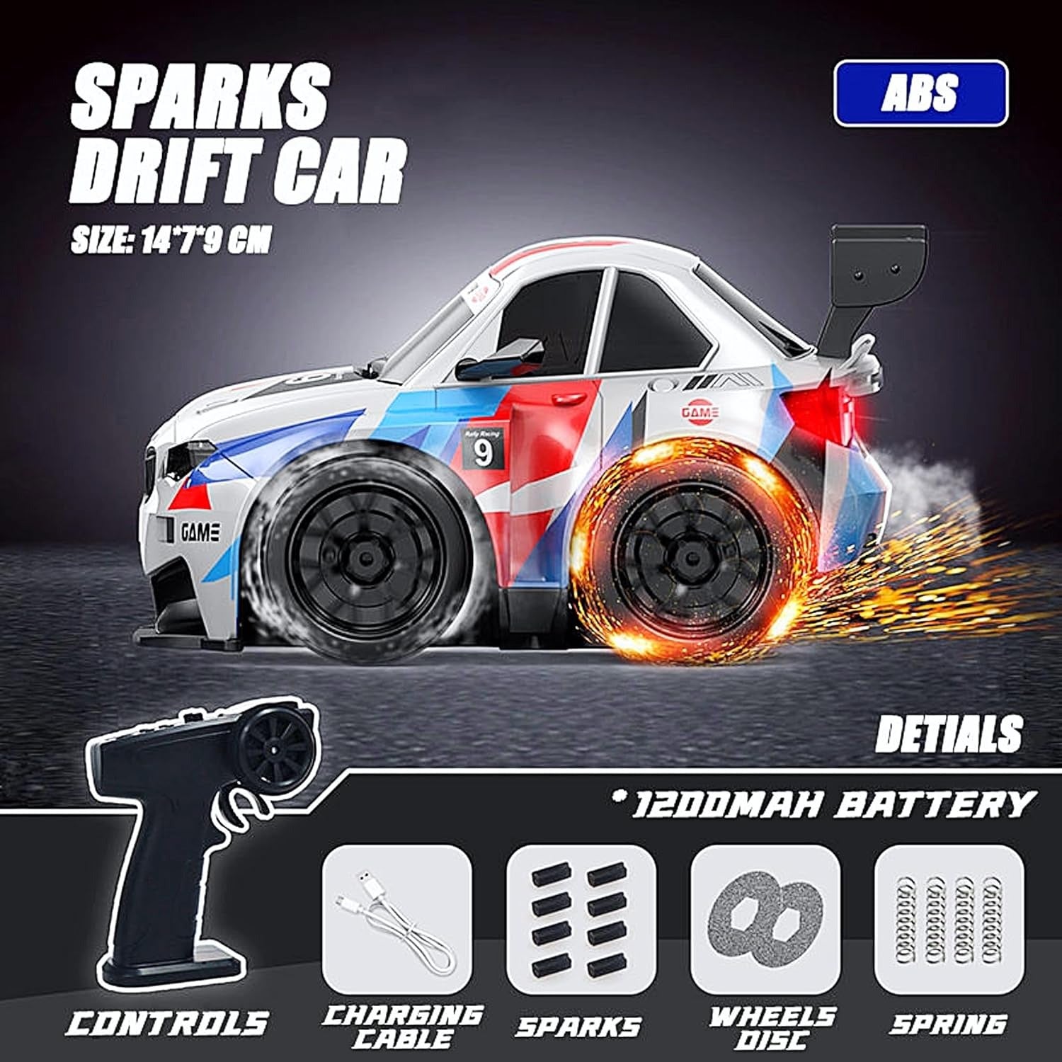 Remote Control M4 Drift Car – Rechargeable High-Speed Racing Toy with Realistic Spark Effect Feature