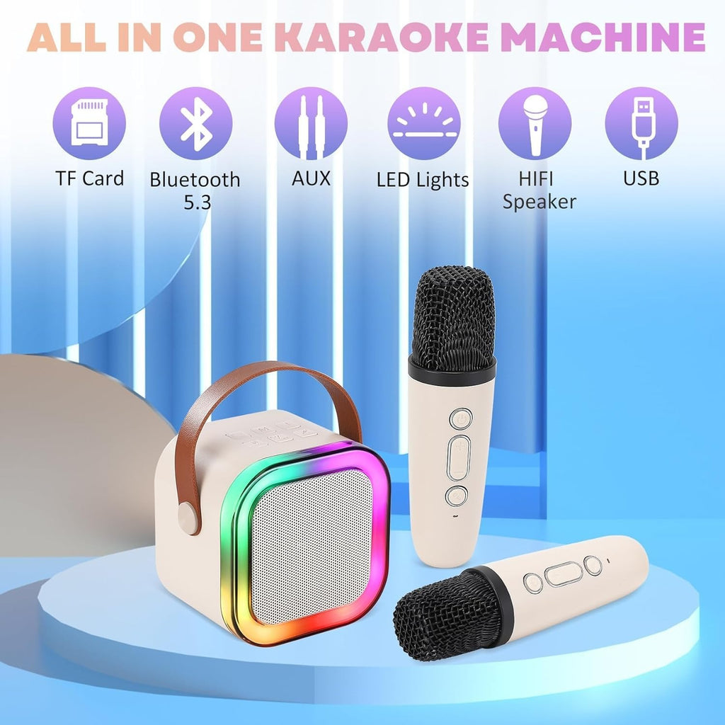 Magicwand® K12 Kids Karaoke Microphone & Bluetooth Speaker | USB-C Rechargeable | RGB LED Lighting | 1 Wireless Mic Included | Portable Singing Machine for Children