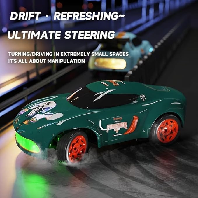 Royaldeals Mini RC Drift Car – 1:64 Scale Cartoon Racer with LED Lights & Type-C Fast Charging