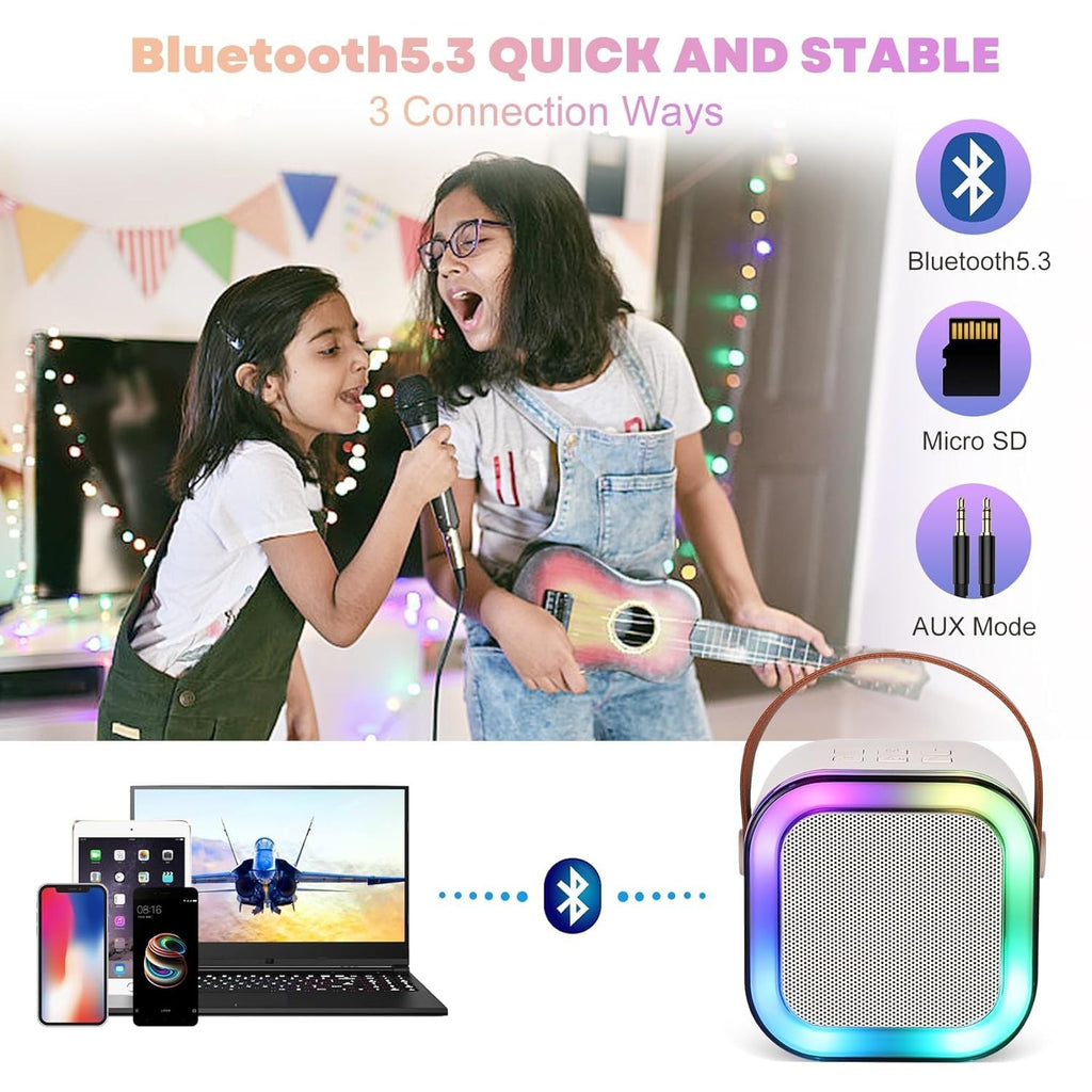 Magicwand® K12 Kids Karaoke Microphone & Bluetooth Speaker | USB-C Rechargeable | RGB LED Lighting | 1 Wireless Mic Included | Portable Singing Machine for Children