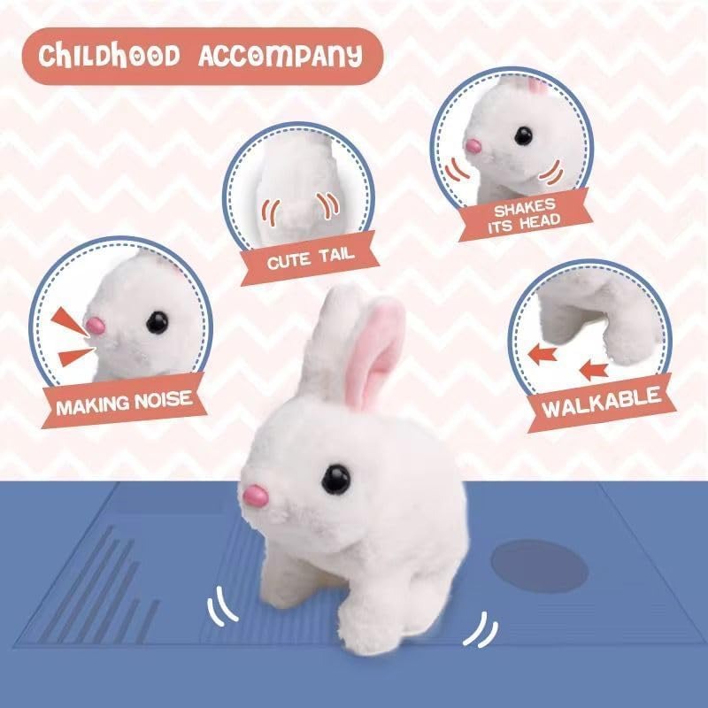 Jumping Rabbit Wiggling Ears Hopping Walking Bunny Toy with Sounds, Jumping Rabbit Wiggling Ears, Twitching Mouth and Nose, Educational Interactive Bunny Rabbit Toy for Baby Kids