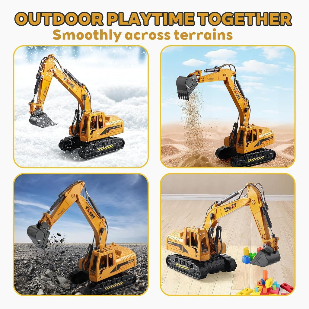 Remote Control Mini Excavator Truck | 1:64 Scale Construction Toy with Moving Drill Arm