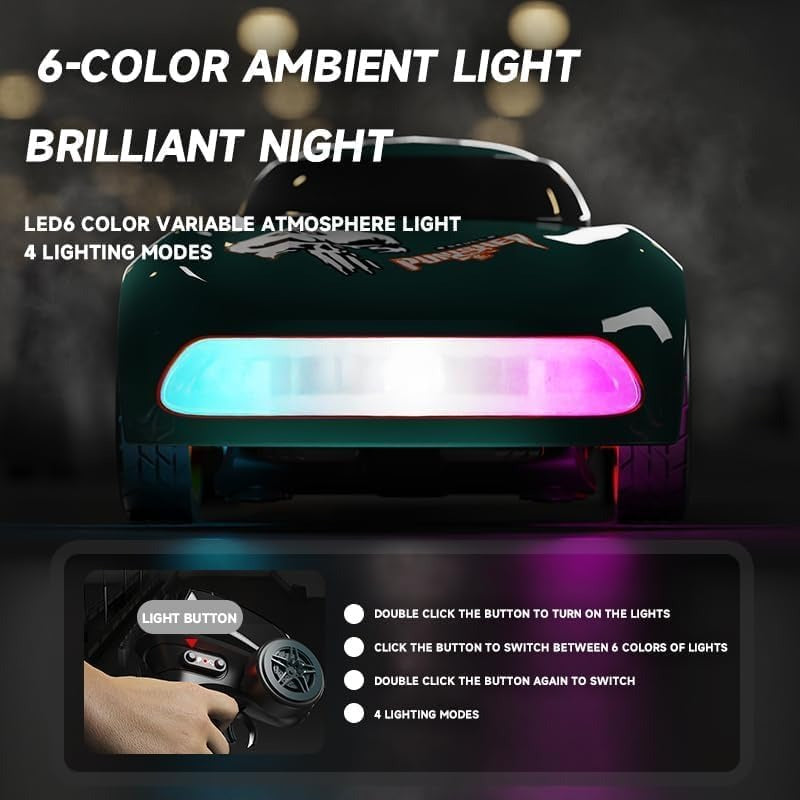Royaldeals Mini RC Drift Car – 1:64 Scale Cartoon Racer with LED Lights & Type-C Fast Charging