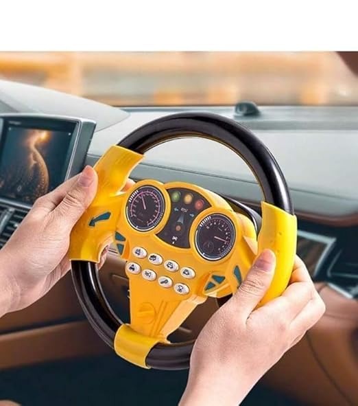 Children's Steering Wheel Driving Toy with Music, Lights & Interactive Buttons – Pretend Play Car Simulator (Pink/Blue)