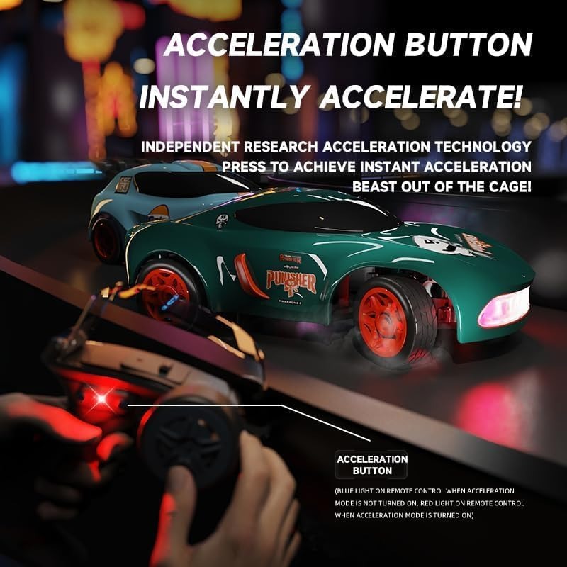 Royaldeals Mini RC Drift Car – 1:64 Scale Cartoon Racer with LED Lights & Type-C Fast Charging