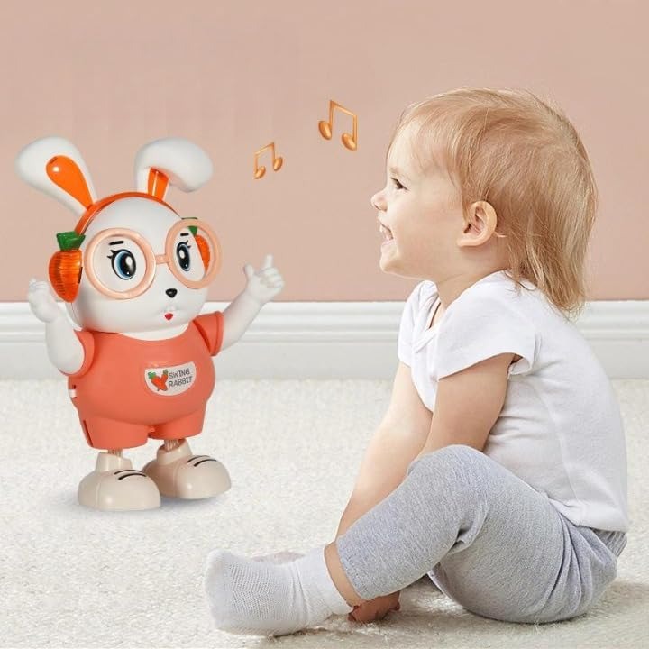 Rabbit Dance Toy for Kids, Interactive Dancing Bunny Toy | Battery Operated with LED headphoes and Sound