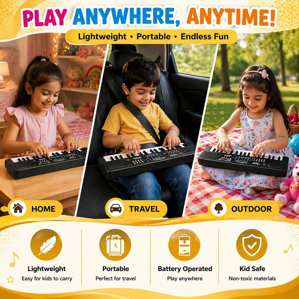 Electronic Piano – 37 Keys, Learning Modes & Microphone & 8 Rhythms, 8 Tones & Mic