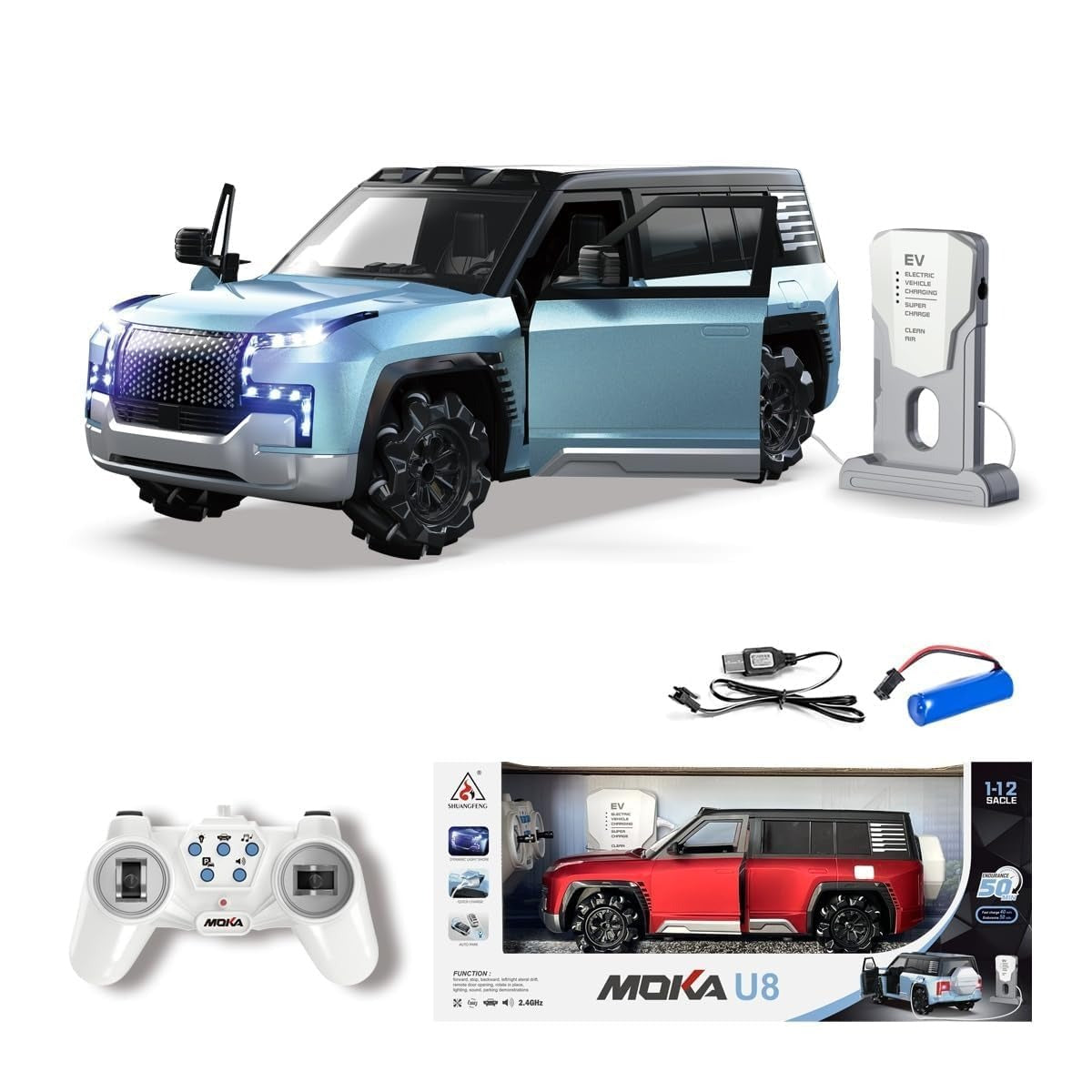 Moka U8 RC Racing Car with Rechargeable Battery, Durable High-Speed Remote Control Toy Car