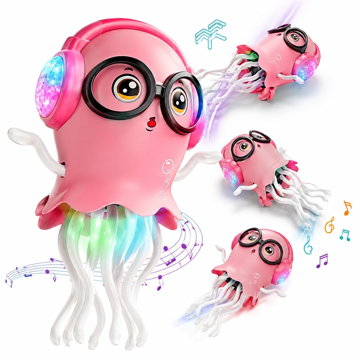 Electric Dancing Jellyfish Toy with Colorful LED Lights, Music & Automatic Moving Tentacles, Cartoon Ocean Animal Toy for Boys and Girls