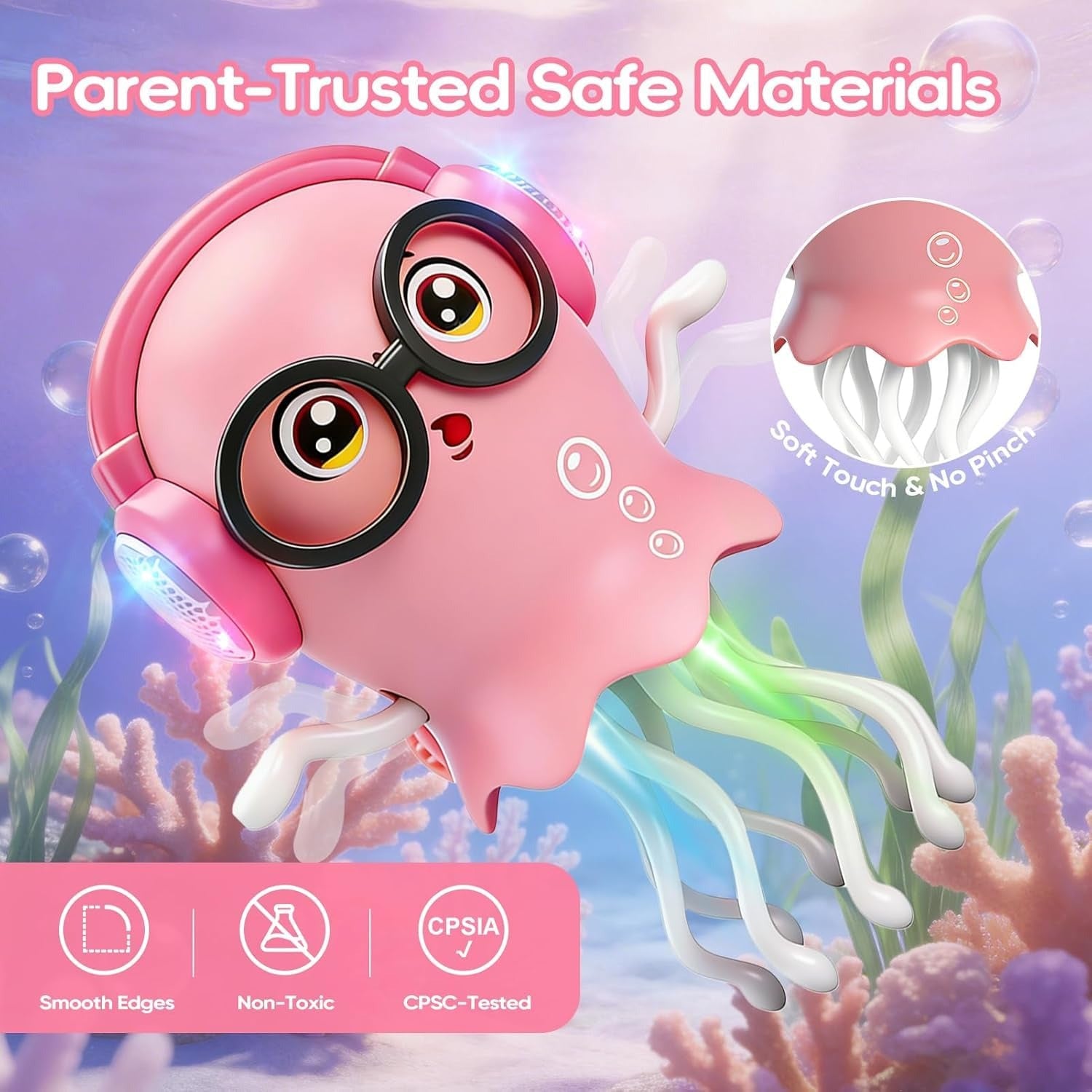 Electric Dancing Jellyfish Toy with Colorful LED Lights, Music & Automatic Moving Tentacles, Cartoon Ocean Animal Toy for Boys and Girls