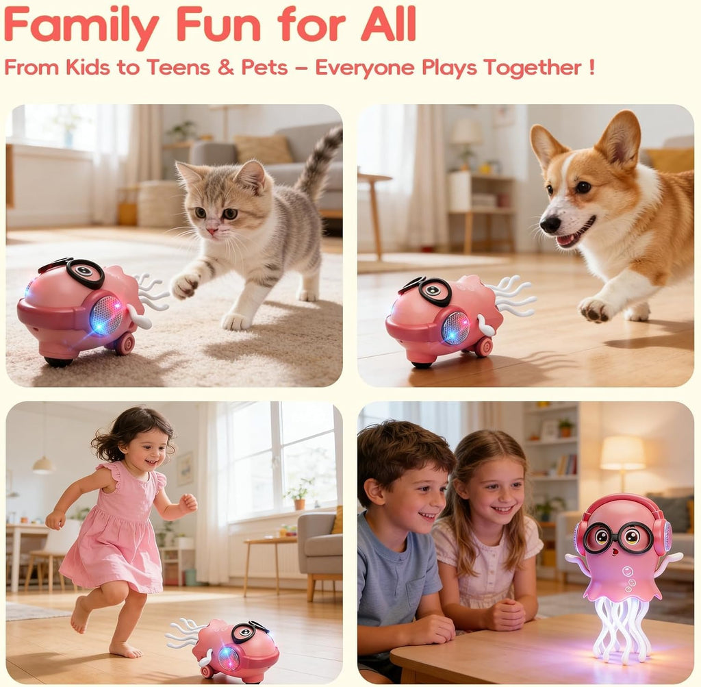 Electric Dancing Jellyfish Toy with Colorful LED Lights, Music & Automatic Moving Tentacles, Cartoon Ocean Animal Toy for Boys and Girls