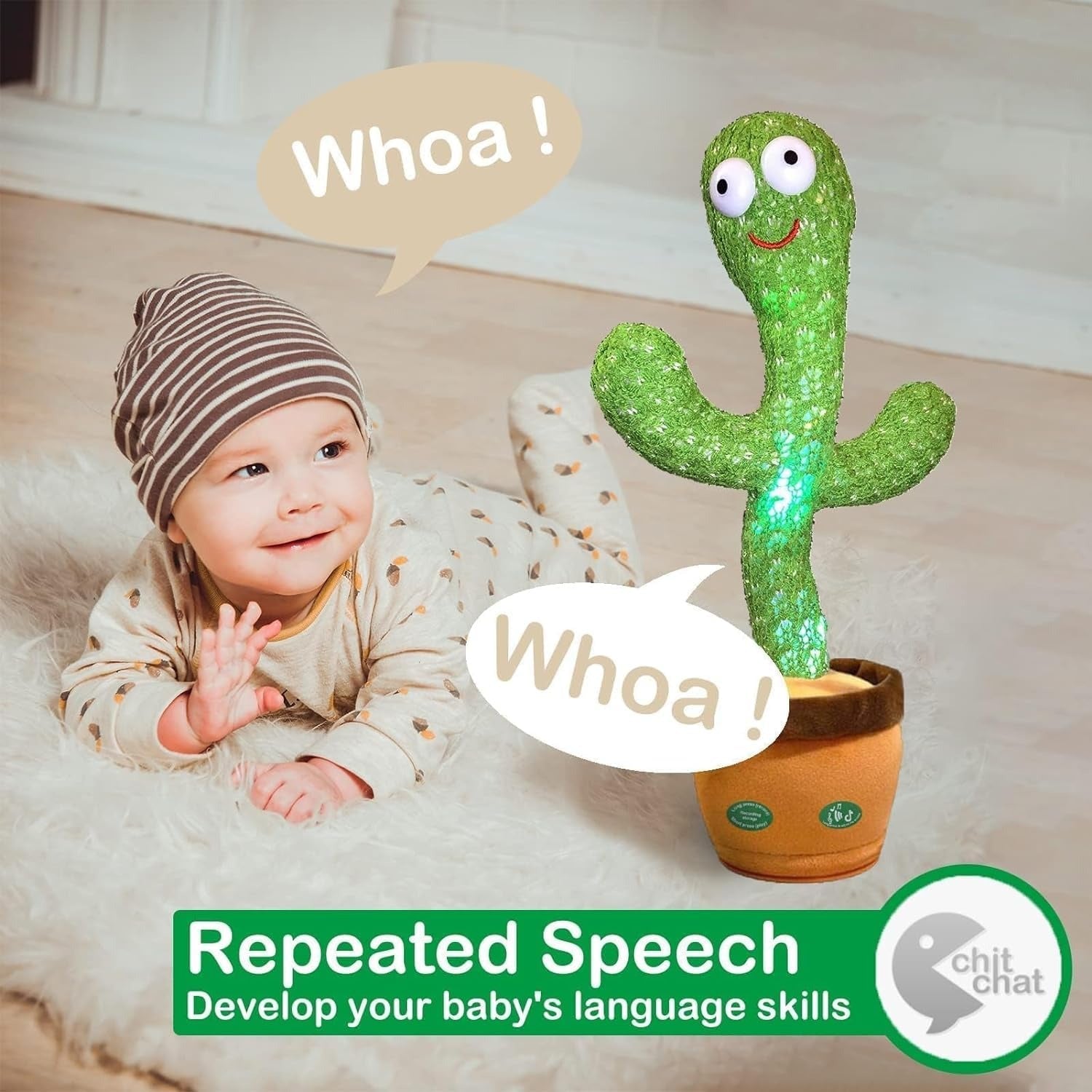 Storio Rechargeable Talking & Dancing Cactus Toy for Kids | Singing, Recording & Repeat Toy