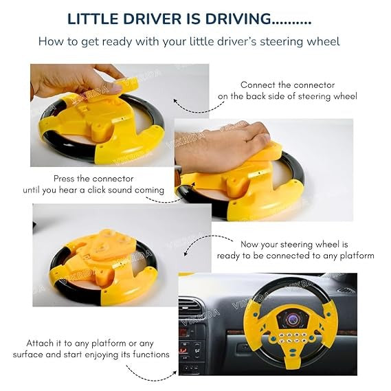Children's Steering Wheel Driving Toy with Music, Lights & Interactive Buttons – Pretend Play Car Simulator (Pink/Blue)
