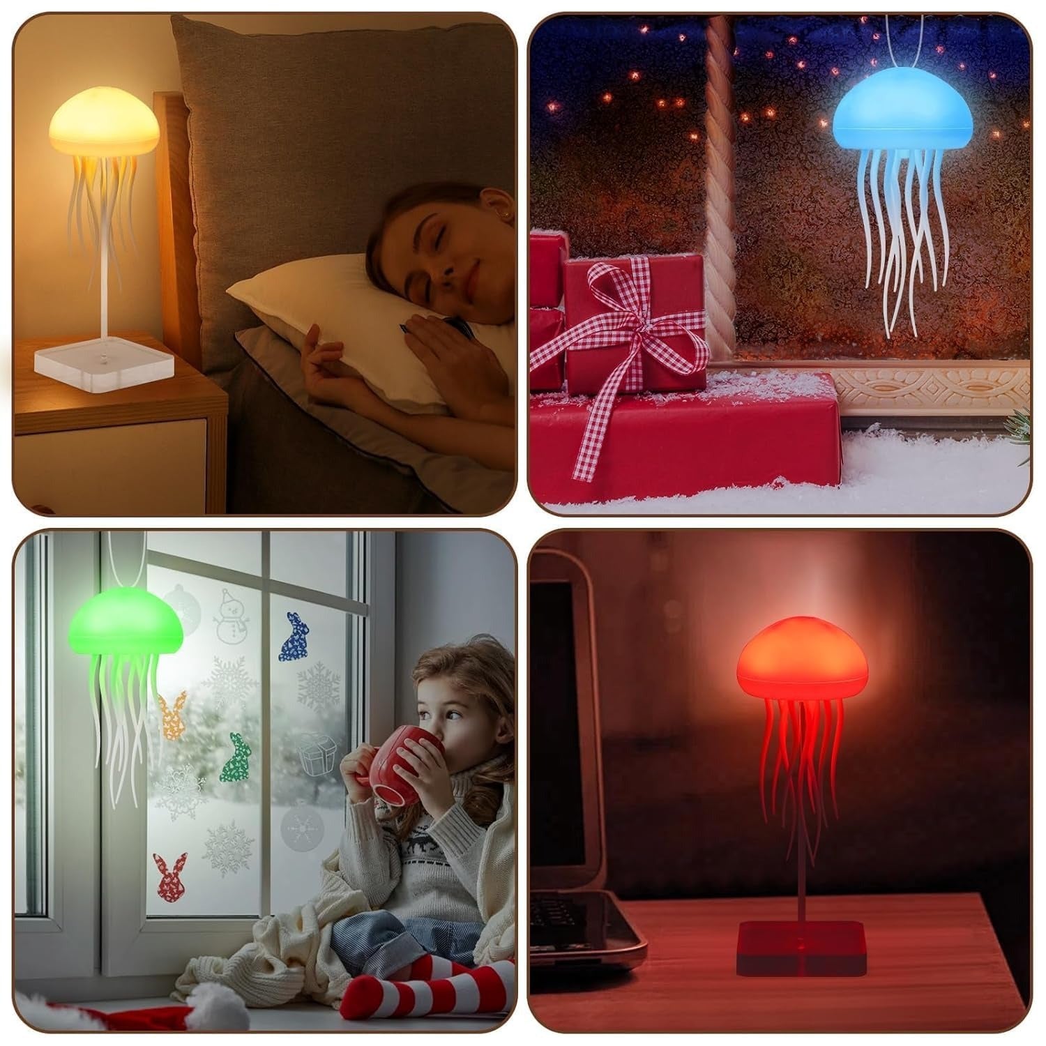 Ocean Jellyfish Night Light – Aesthetic LED Mood Lamp for Bedroom Decoration