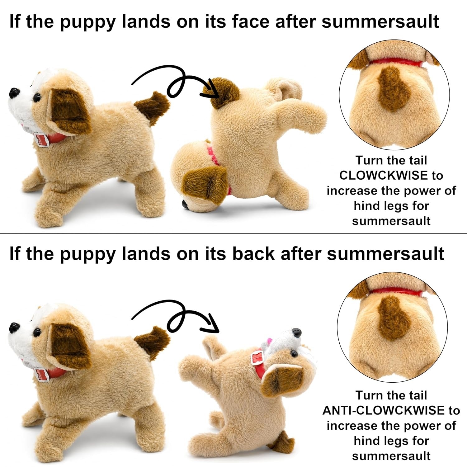 Jumping, Walking & Barking Dog Toy – Soft Plush Puppy with Backflip Action, Realistic Sounds & Interactive Play | Best Birthday Gift for Kids