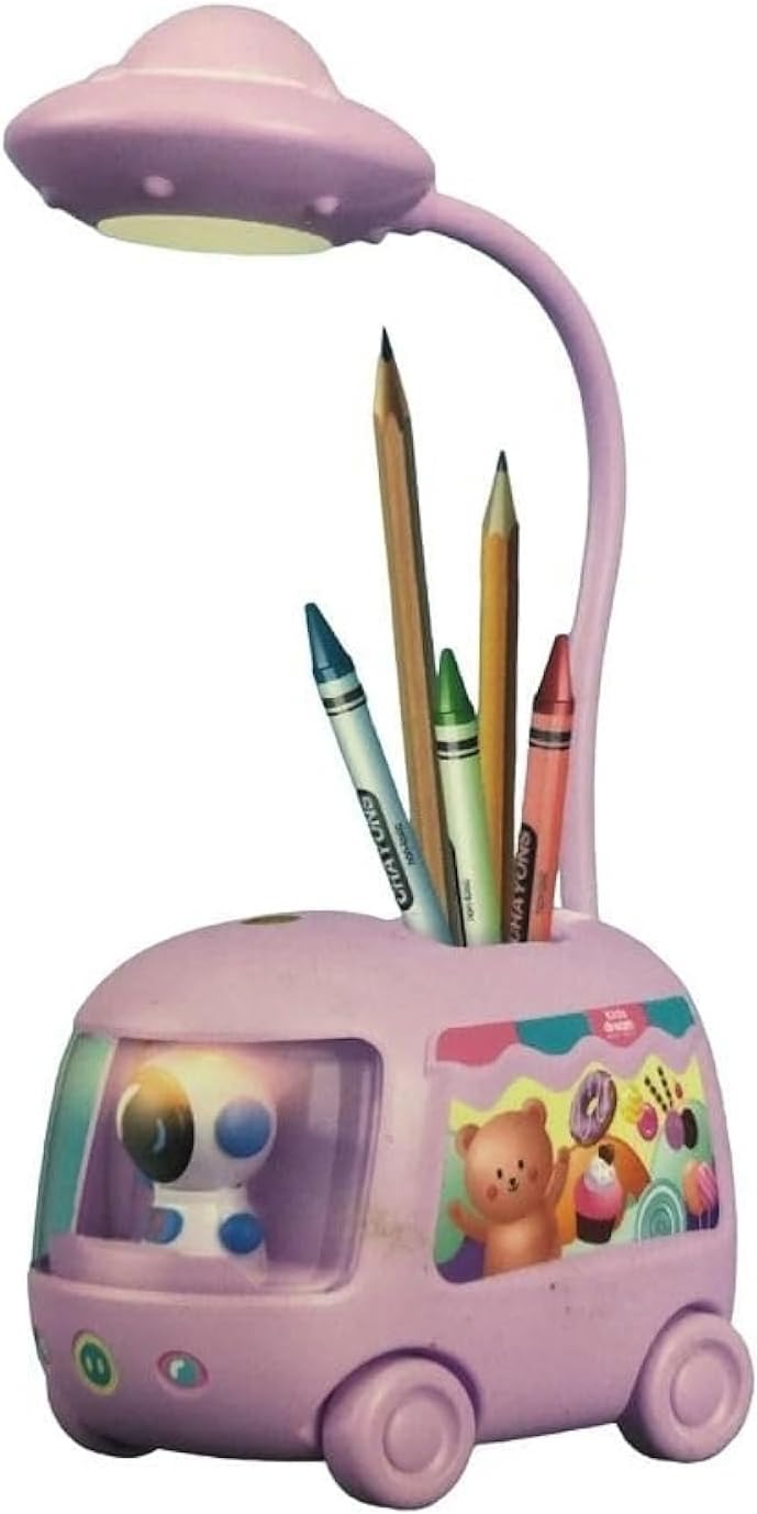Bus Shaped Desk Lamp with Pen Stand – Creative LED Table Light for Children & School Desk