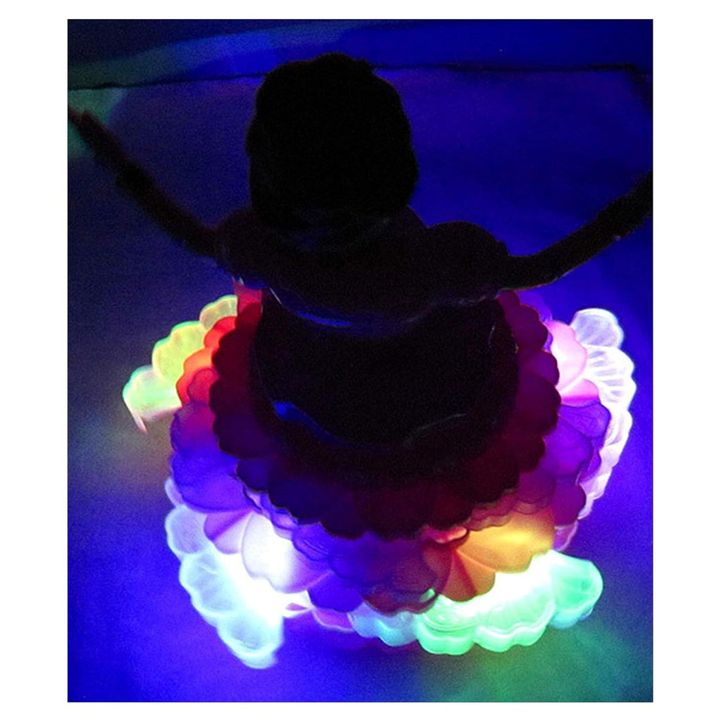 Musical Dancing Princess Doll, 360° Auto-Rotating, 3D LED Lights, Cake Dress Design, Kids Birthday Gift, Battery Operated -Color As Per Stock