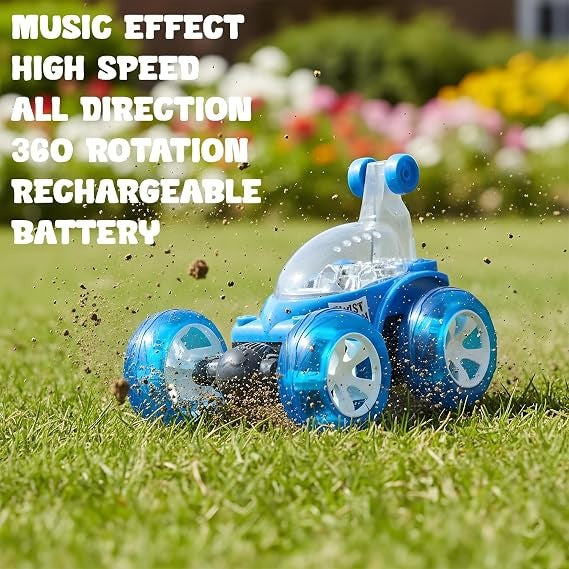 High-Speed RC Stunt Car with Spray Effect | 360° Spin, LED Lights, Music & Smartphone Control