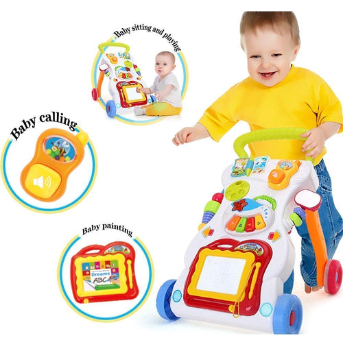 ASCETIC Baby Walker with Piano Keyboard & Drawing Board – Early Learning Toy