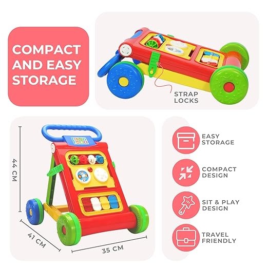 ASCETIC Baby Walker with Piano Keyboard & Drawing Board – Early Learning Toy