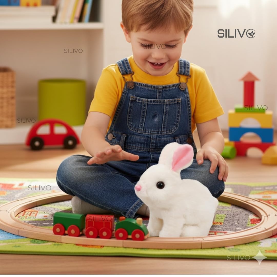 Kidology Interactive Plush Rabbit Toy – Adorable Walking & Jumping Bunny for Toddlers, Soft Electronic Pet Gift for Ages 1-5